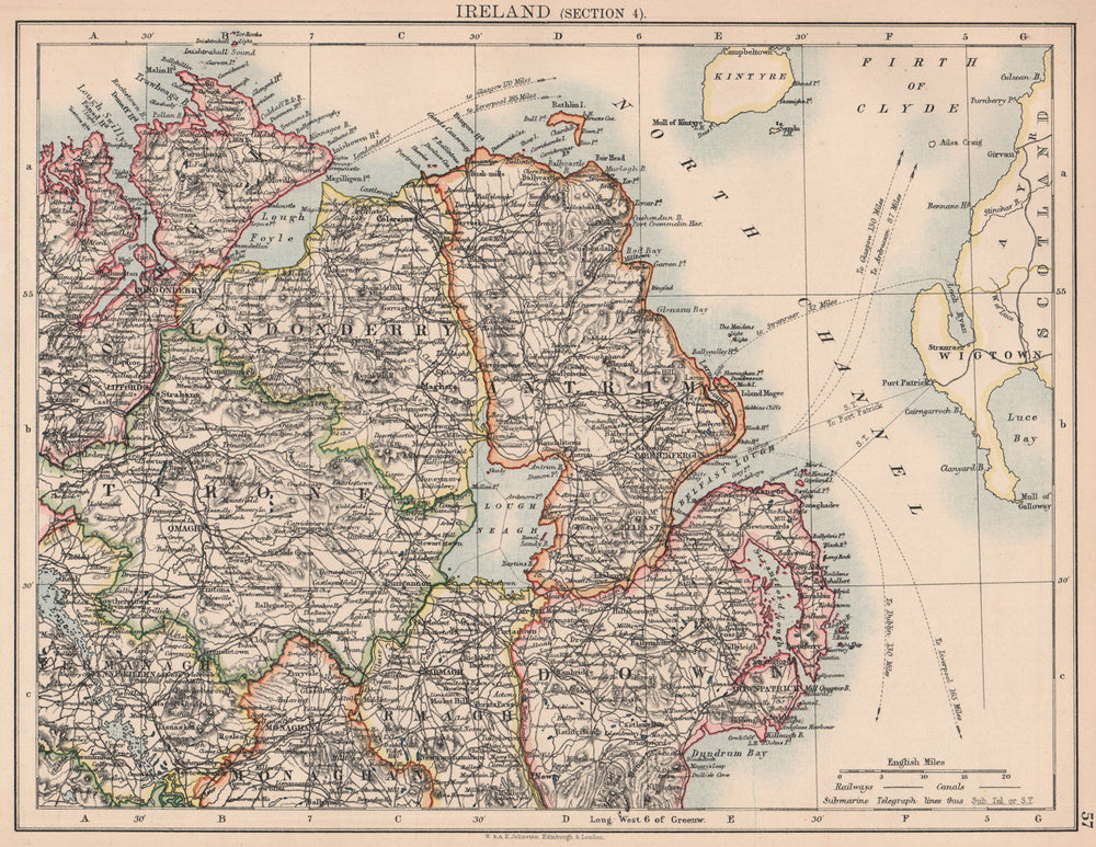 IRELAND NORTH EAST. Ulster. Tyrone Londonderry Antrim Down Armagh 1906 old map