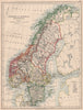 SCANDINAVIA.Sweden Norway.Railways Undersea Telegraph cables.JOHNSTON 1906 map