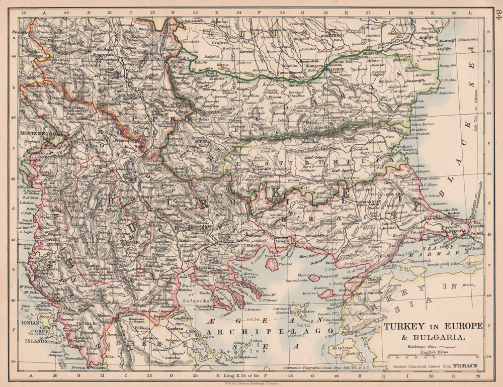 TURKEY IN EUROPE & BULGARIA. Rumili East Rumelia Balkans. JOHNSTON 1906 map