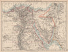 LOWER EGYPT & SINAI. Provinces. Nile valley/delta. Railways. JOHNSTON 1906 map