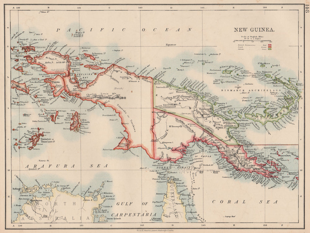 COLONIAL NEW GUINEA. Kaiser Wilhelm Land. British & Dutch New Guinea 1906 map