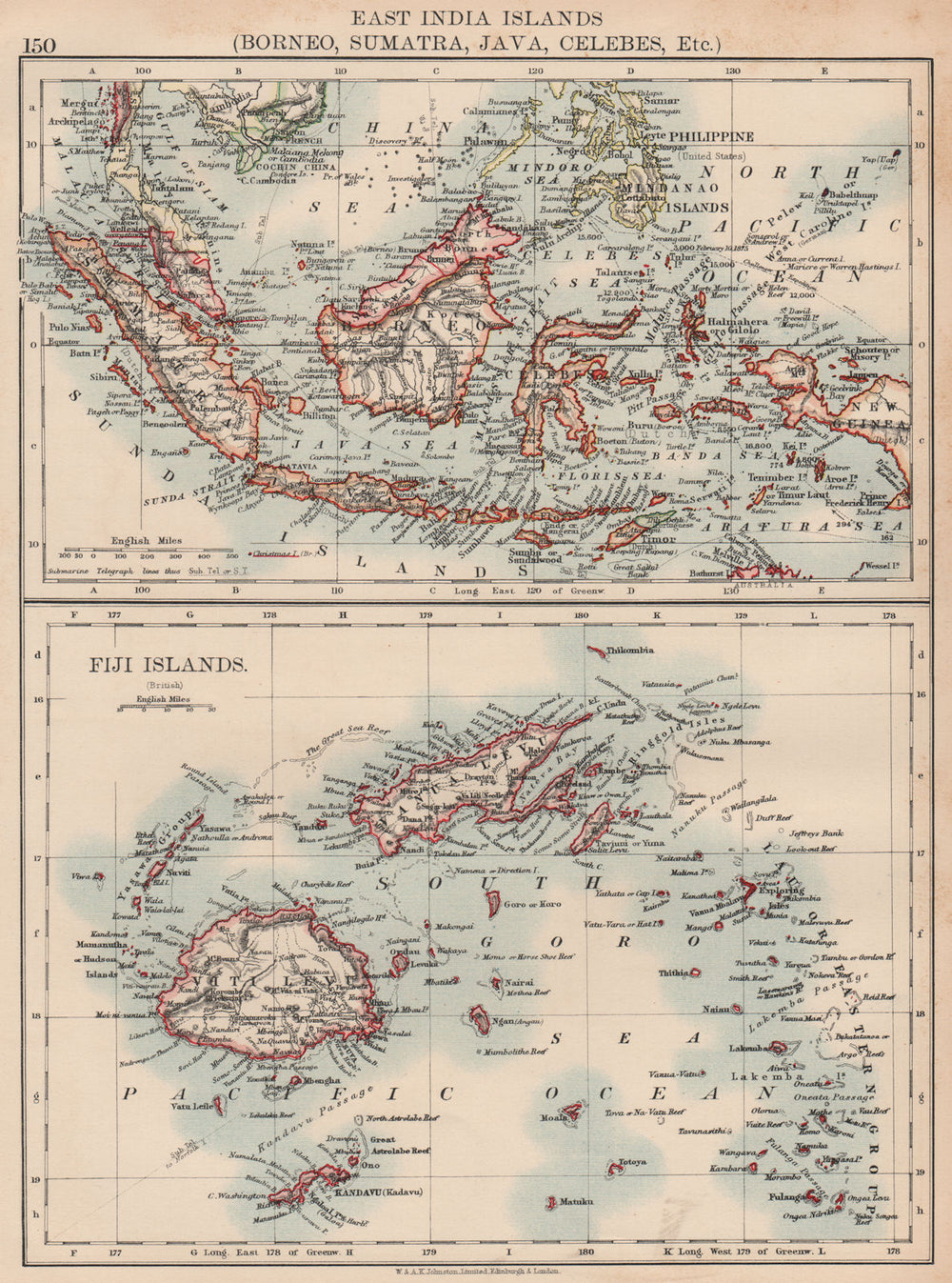 EAST INDIES & FIJI. Borneo Sumatra Java Celebes Malaya Philippines 1906 map
