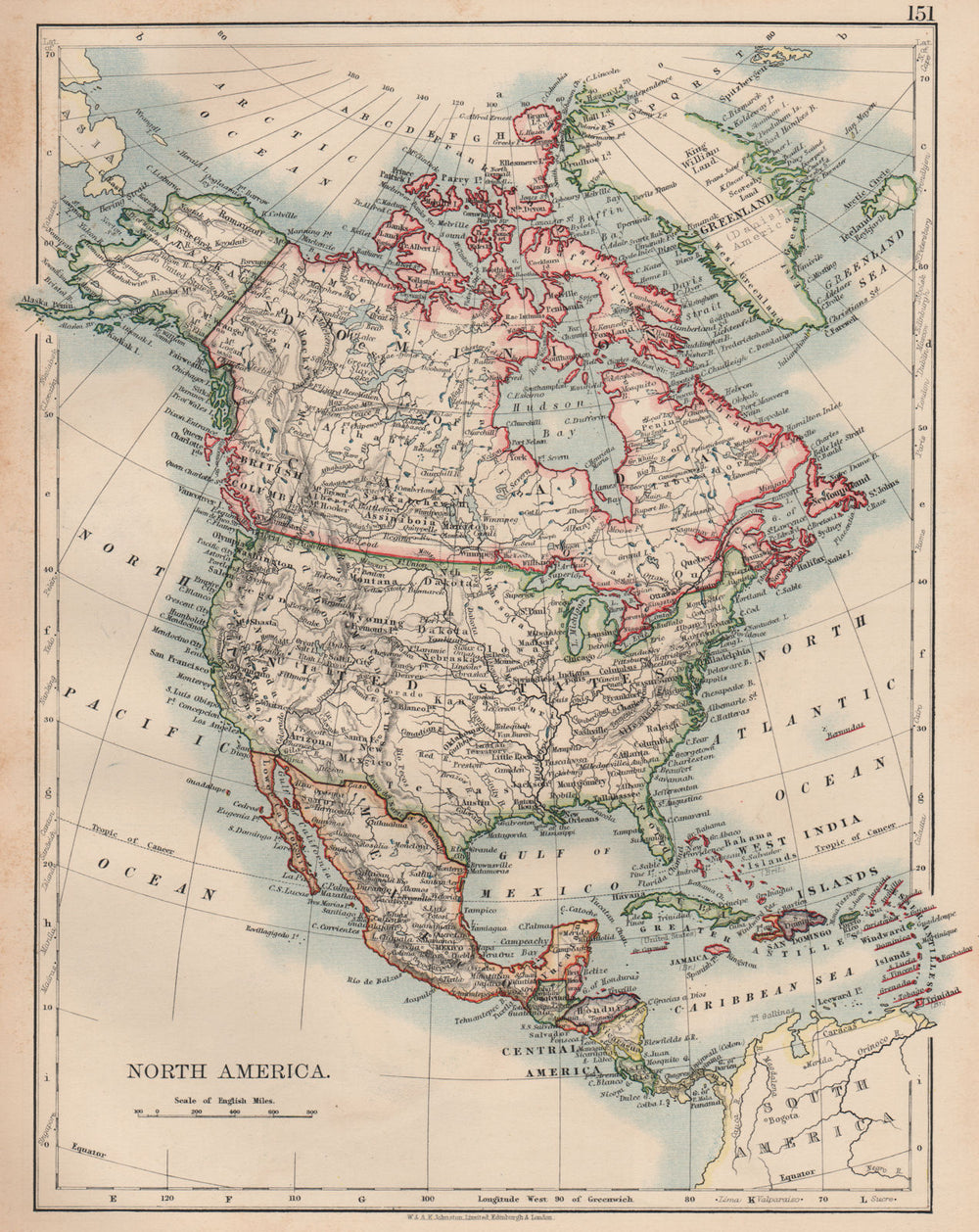 NORTH AMERICA POLITICAL. Greenland Danish America USA Canada Mexico 1906 map