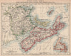 CANADA MARITIME PROVINCES. New Brunswick Nova Scotia Newfoundland 1906 old map