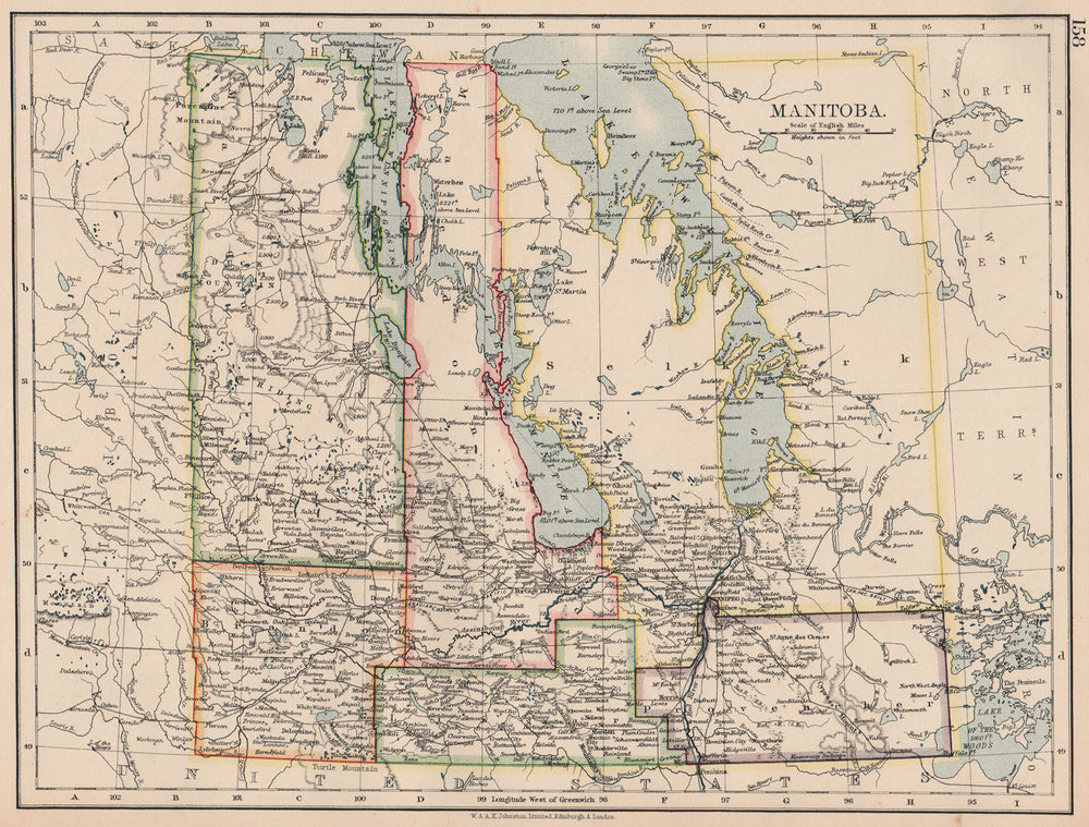 MANITOBA. Pre northward expansion. "postage stamp province". Railroads 1906 map