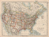 USA. United States showing states and railroads. JOHNSTON 1906 old antique map
