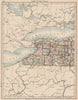 NEW YORK STATE WEST. Map showing counties & railroads. Niagara. JOHNSTON 1906
