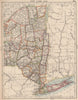 NEW YORK STATE EAST. with counties railroads. NYC Long Island. JOHNSTON 1906 map