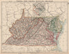 US MID ATLANTIC STATES.VA West Virginia Maryland Delaware Washington DC 1906 map