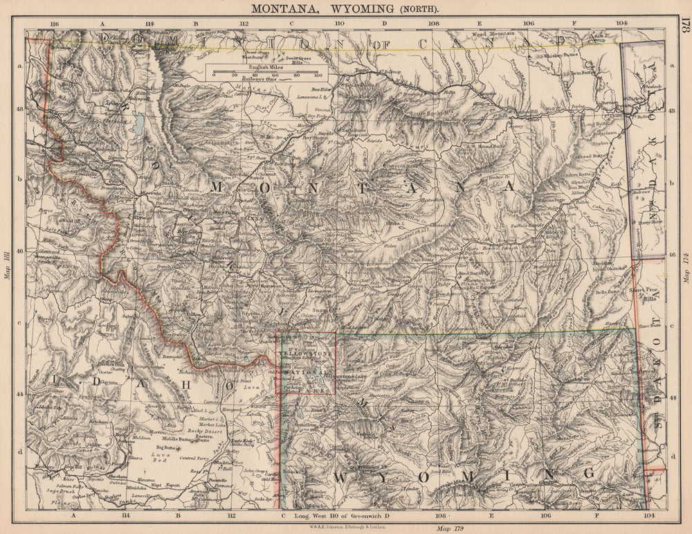USA MOUNTAIN STATES. Montana North Wyoming Idaho East Yellowstone 1906 old map