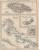 CARIBBEAN/ATLANTIC ISLANDS. Jamaica Bermuda Bahamas Trinidad. JOHNSTON 1906 map