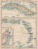 CARIBBEAN ISLANDS. Cuba British Honduras Caribbee/Windward. JOHNSTON 1906 map