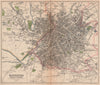 MANCHESTER. Antique town city plan. Salford. BARTHOLOMEW 1865 old map