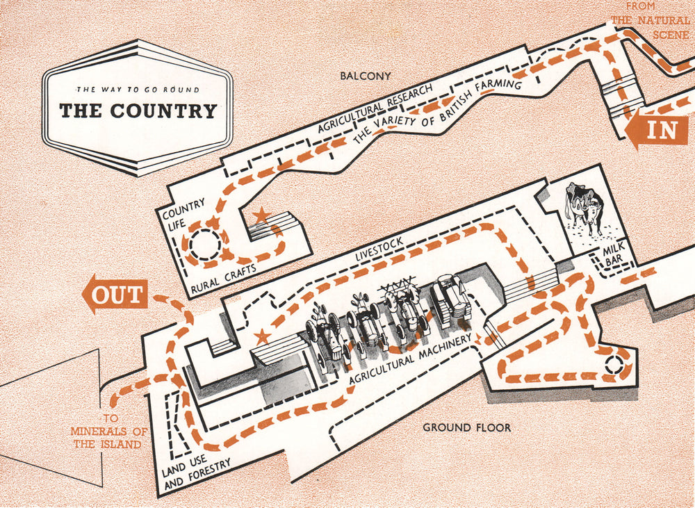 FESTIVAL OF BRITAIN. The Country exhibit. Tour plan 1951 old vintage map chart