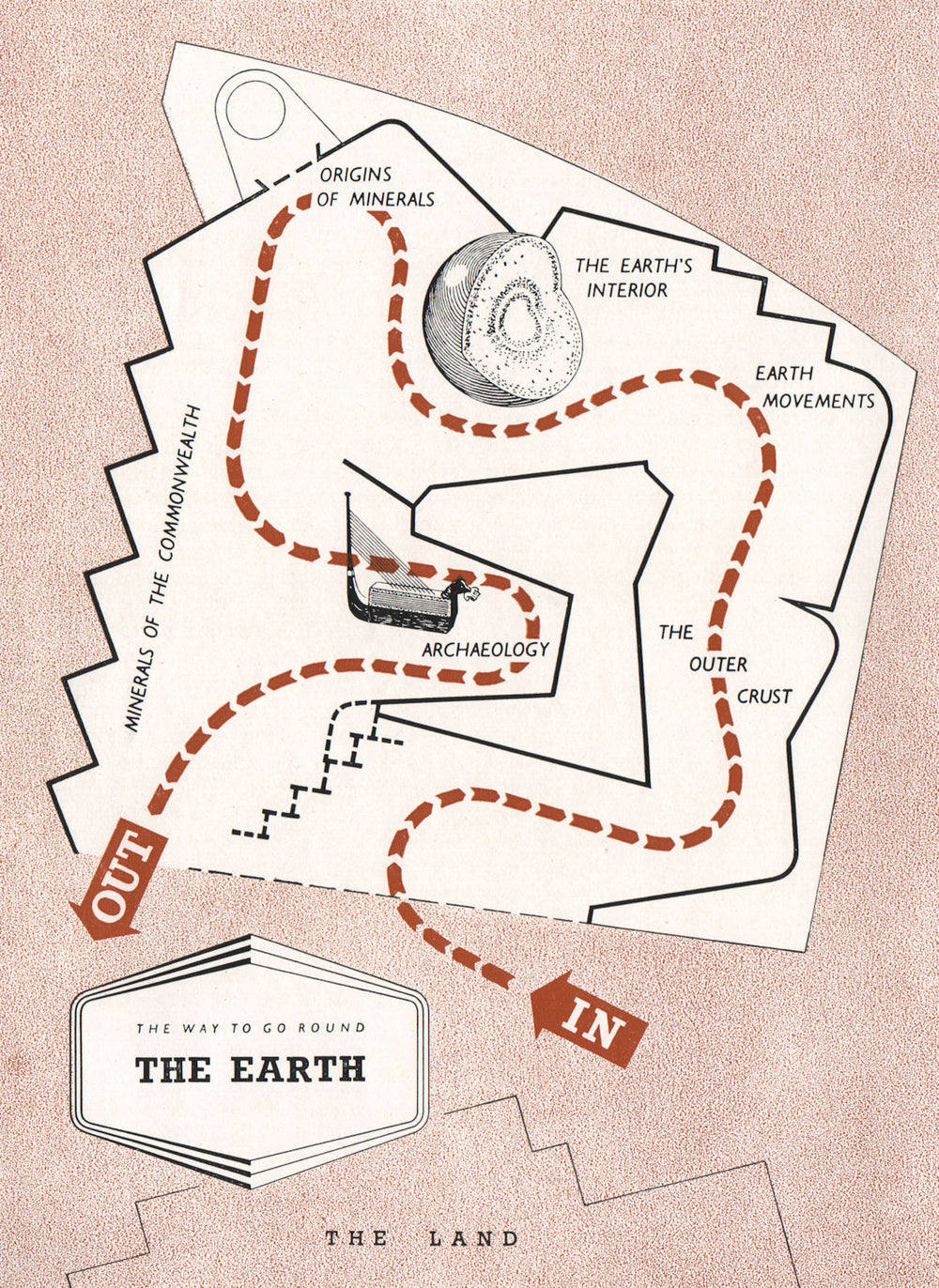 FESTIVAL OF BRITAIN. The Earth exhibit. Tour plan 1951 old vintage map chart