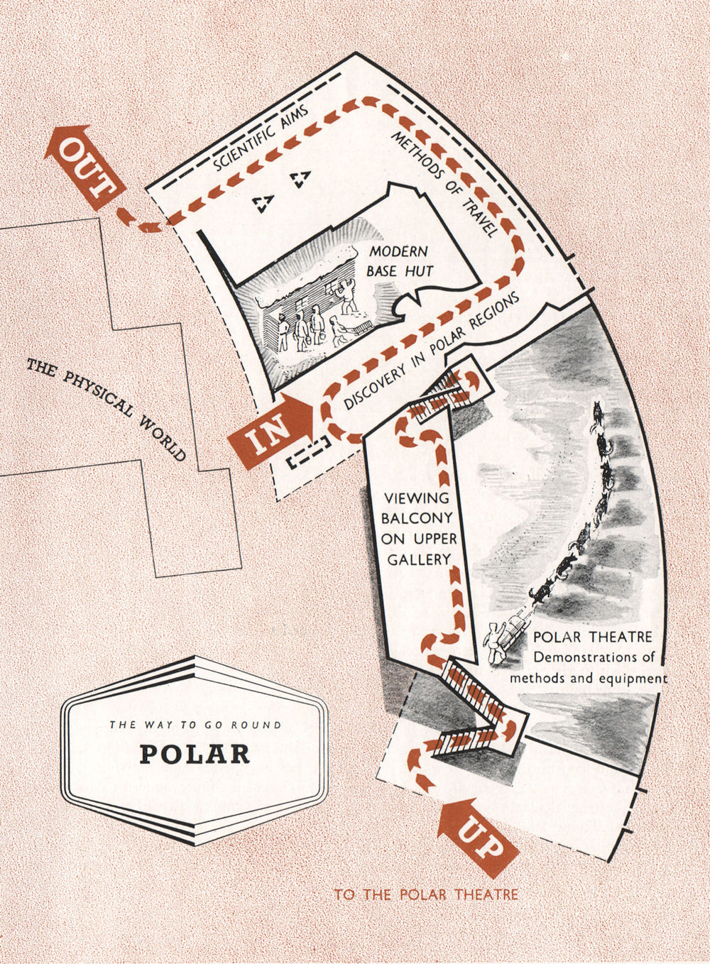 FESTIVAL OF BRITAIN. Polar exhibit. Tour plan 1951 old vintage map chart
