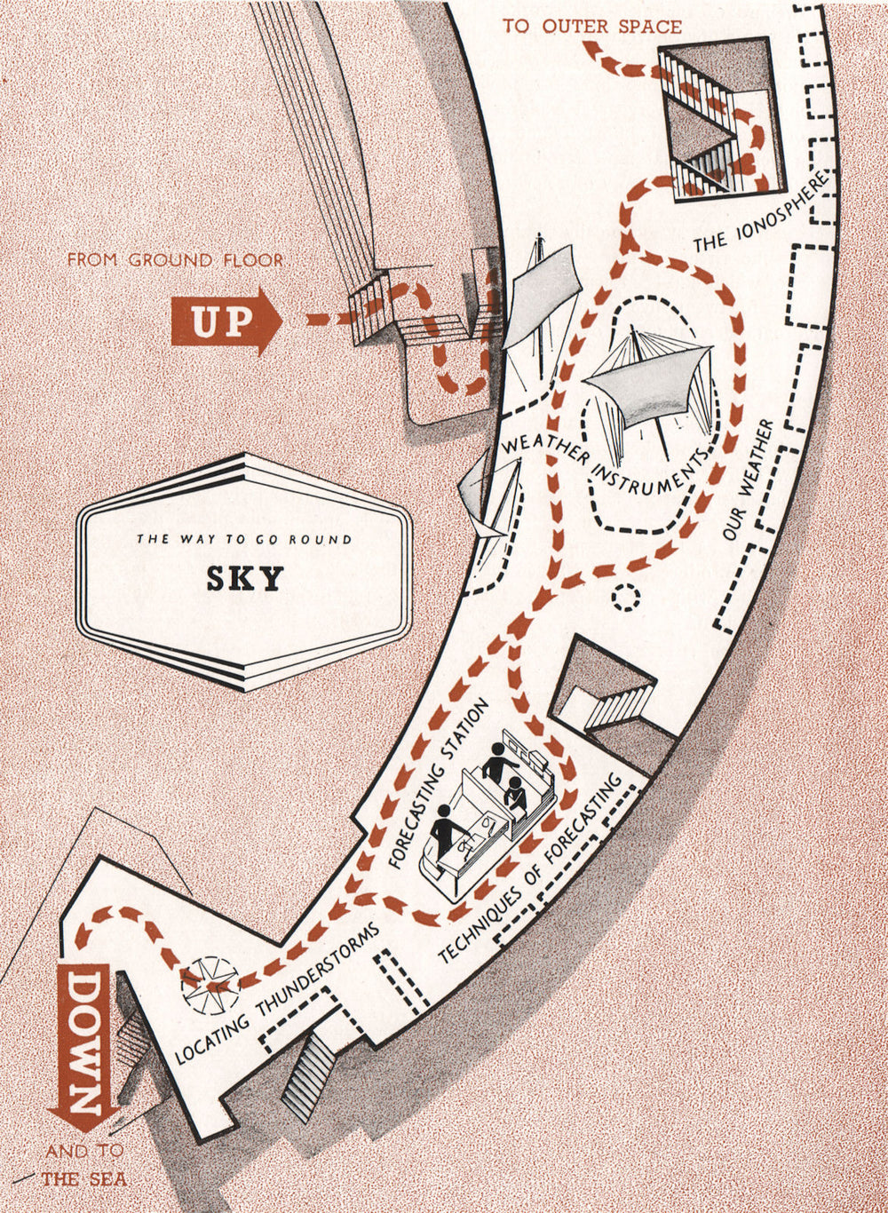 FESTIVAL OF BRITAIN. Sky exhibit. Tour plan 1951 old vintage map chart