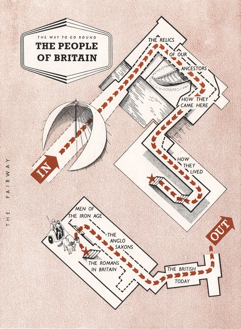 FESTIVAL OF BRITAIN. The people of Britain exhibit. Tour plan 1951 old map