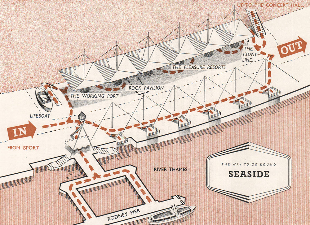 FESTIVAL OF BRITAIN. Seaside exhibit. Tour plan 1951 old vintage map chart