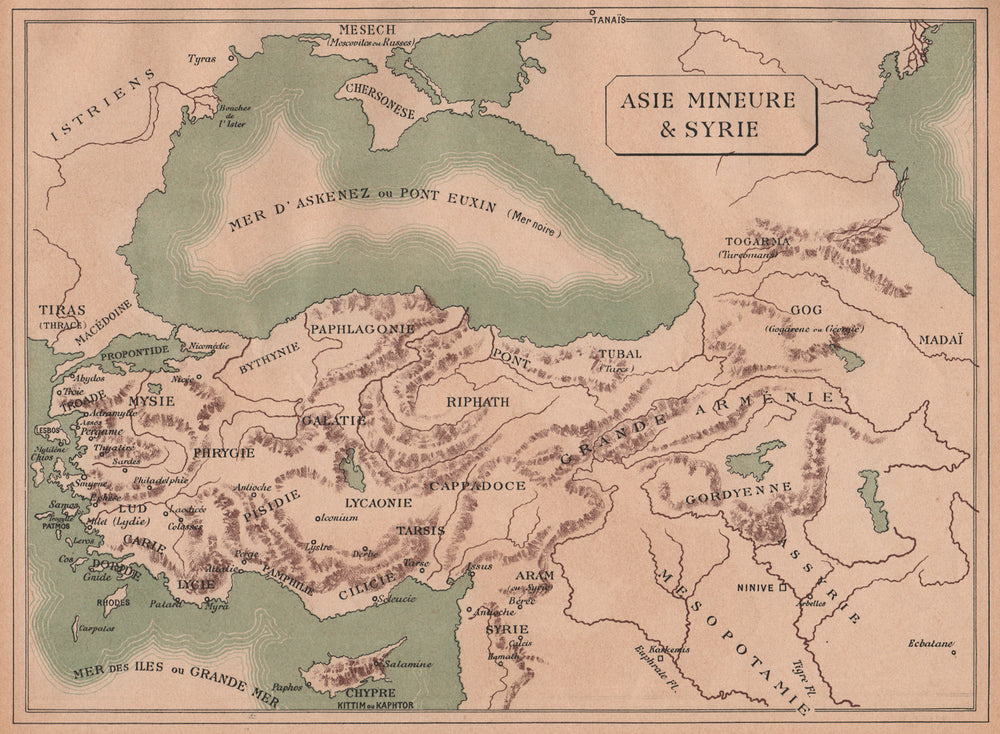 BIBLICAL TURKEY.Asia Minor Anatolia Cyprus.Asie Mineure Syrie(Syria) 1887 map