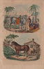HORSES. Cheval Arabe (Arabian Horse). Cheval Trait (cart horse) 1833 old print