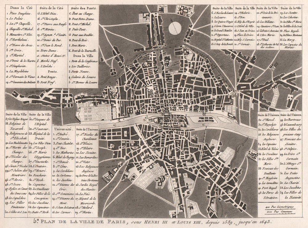 VILLE DE PARIS c1615. sous Henri III et Louis XIII. Town city plan 1808 map