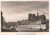 PARIS. Ancien Archevêché. Notre Dame. Aquatint 1808 old antique print picture
