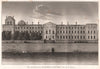 PARIS. Façade du Louvre (Côte de la riviere) . Aquatint 1808 old antique print