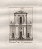 PARIS. Portail de l'Oratoire. Aquatint. SMALL 1808 old antique print picture