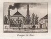 PARIS. Pompe à Feu. Aquatint. SMALL 1808 old antique vintage print picture