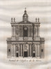 PARIS. Portail de L'Eglise de al Merci. Aquatint 1808 old antique print
