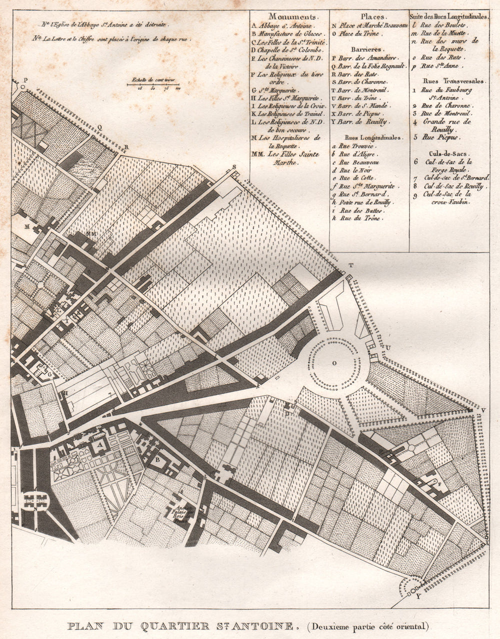 PARIS. "Saint-Antoine". Plan Quartier. Rocchetta. St-Ambroise. 11e 12e 1808 map
