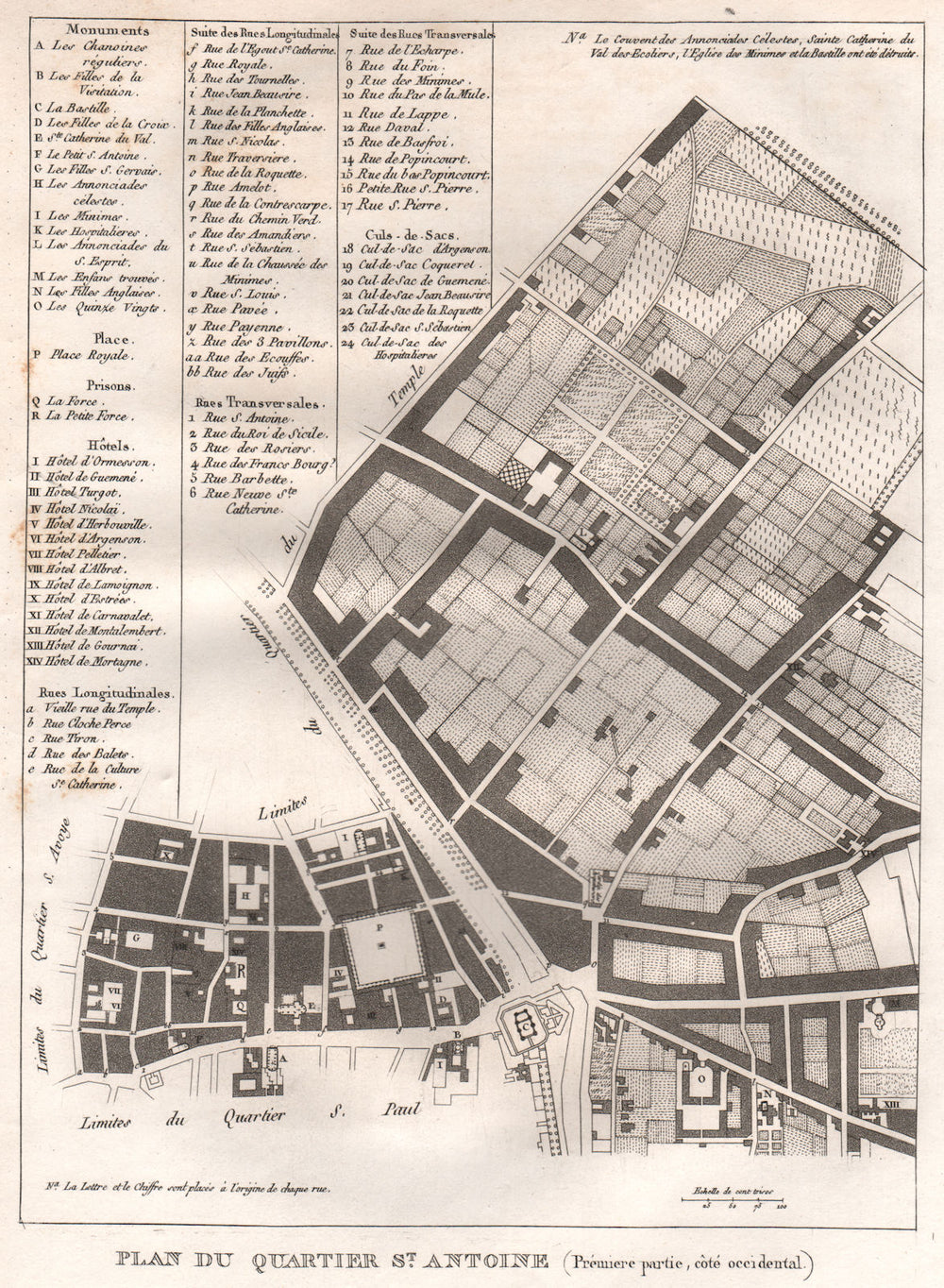 PARIS."Saint-Antoine".Plan Quartier.Arsenal Rocchetta Ambroise.4e 11e 1808 map