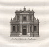 PARIS. Portail de L'Eglise des Feuillantines. Aquatint. SMALL 1808 old print