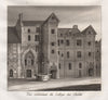 PARIS. Collége des Cholets. Aquatint 1808 old antique vintage print picture
