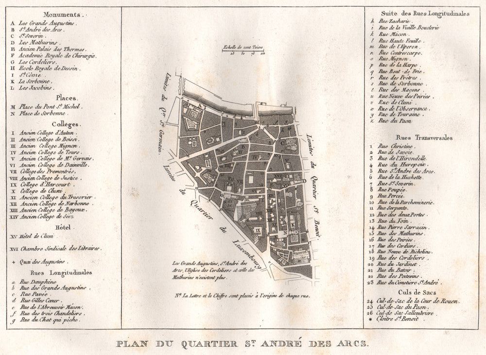 PARIS. "Saint-André des Arcs". Plan du Quartier. Monnaie. Odéon. 6e 1808 map
