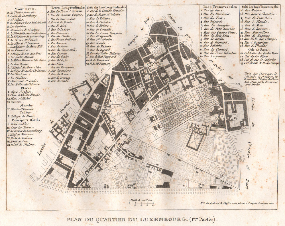 PARIS. "Luxembourg" (nord) . Plan Quartier. ND-des-Champs. Odéon. 6e 1808 map