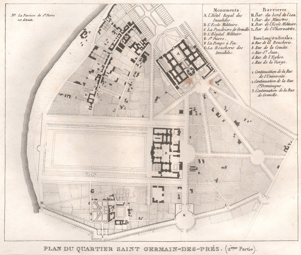 PARIS. "Saint-Germain-des-Prés". Quartier Invalides Champ Mars. 7e 15e 1808 map