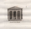 PARIS. Portail de la Charité. Aquatint. SMALL 1808 old antique print picture