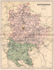 BEDFORDSHIRE. Antique county map 1893 old vintage plan chart