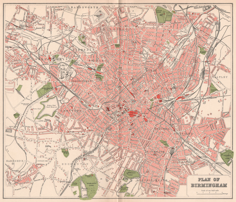 BIRMINGHAM. Antique town/city map plan. Warwickshire 1893 old