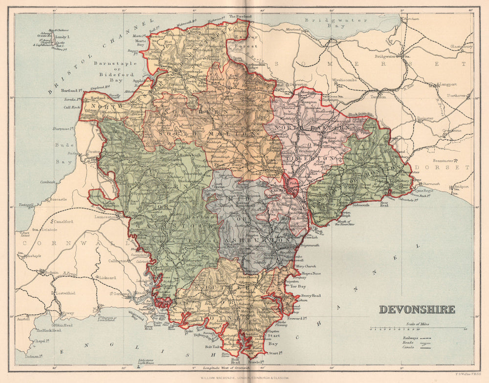 DEVONSHIRE. Antique county map 1893 old vintage plan chart