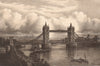 THE TOWER BRIDGE. London 1893 old antique vintage print picture