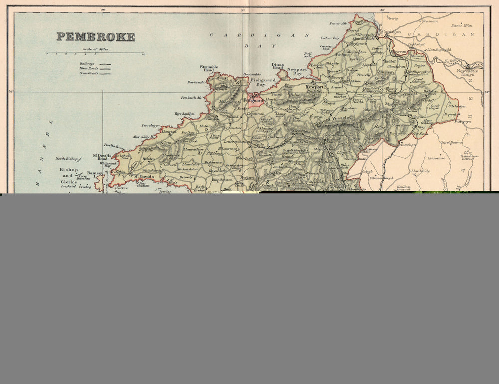 PEMBROKESHIRE. Antique county map. Wales 1893 old plan chart