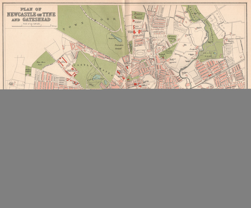 NEWCASTLE ON TYNE AND GATESHEAD. Antique town/city map plan. Northumberland 1893