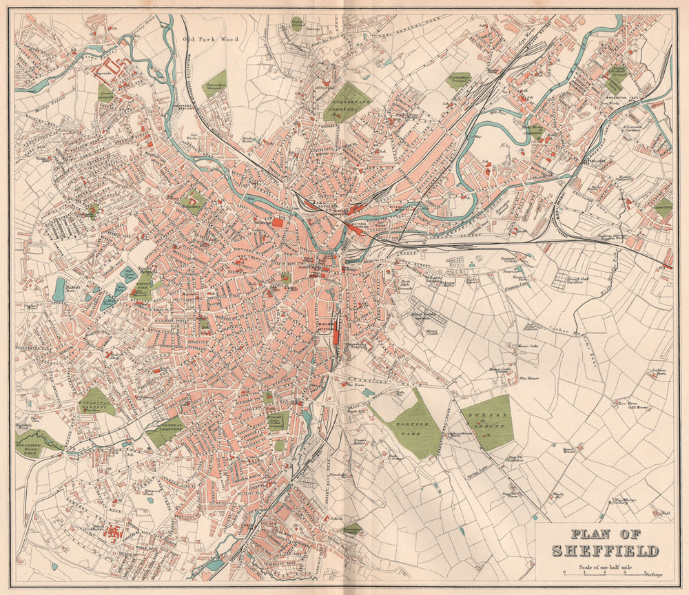 SHEFFIELD. Antique town/city map plan. Yorkshire 1893 old chart
