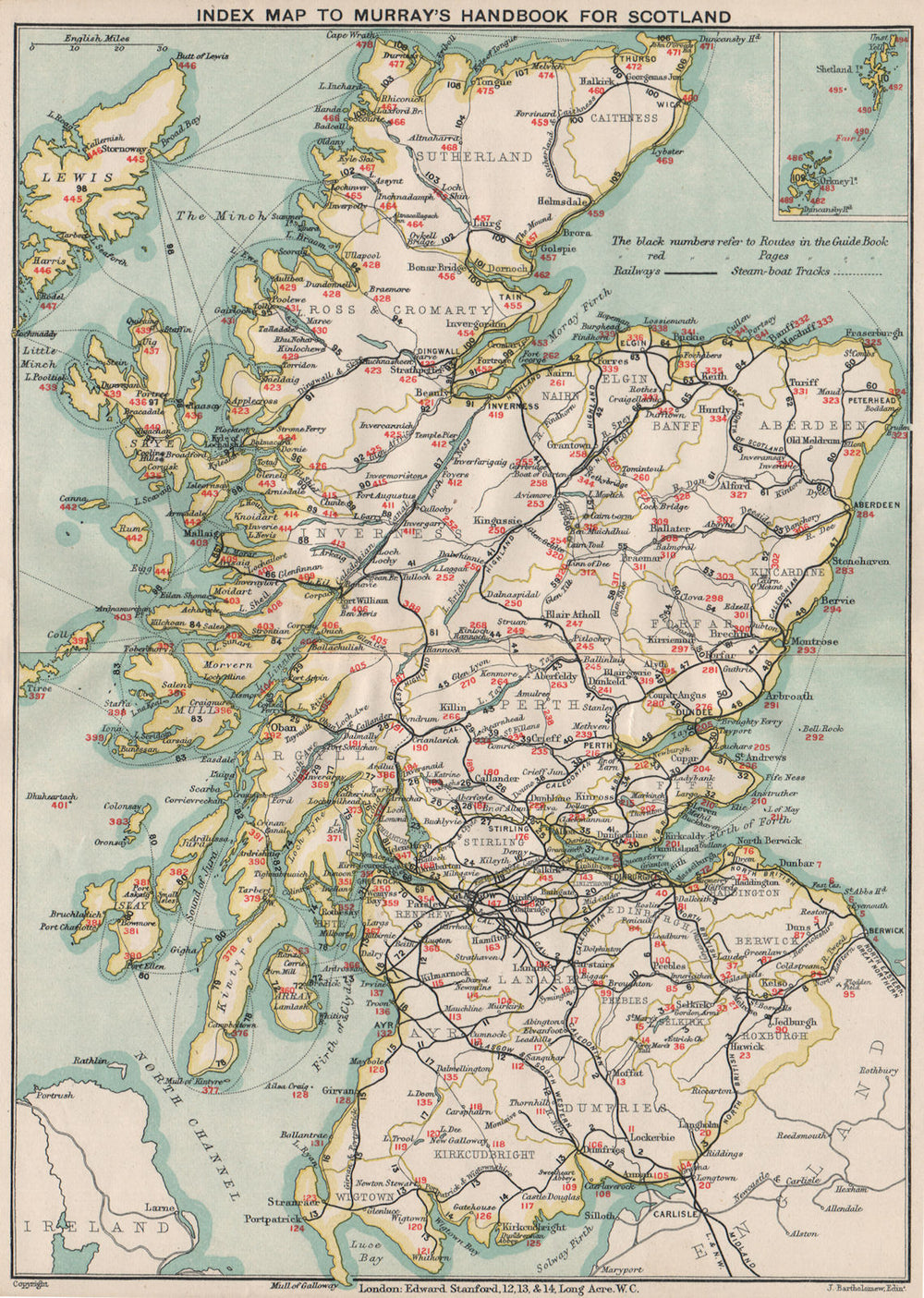 SCOTLAND. Index map to Murray's Handbook for Scotland. STANFORD 1905 old