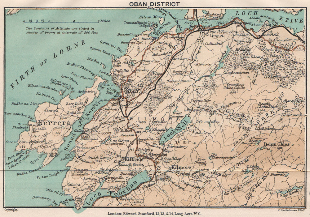 OBAN DISTRICT. Kerrera Loch Nell. Firth of Lorne. Scotland. STANFORD 1905 map