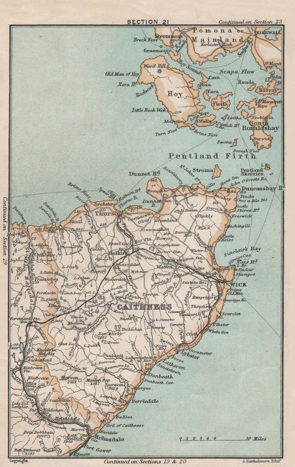CAITHNESS. Orkney Islands Pentland Firth. Scapa Flow. Vintage map. Scotland 1905