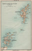 ORKNEY AND SHETLAND ISLANDS. Vintage map. Scotland 1905 old antique chart